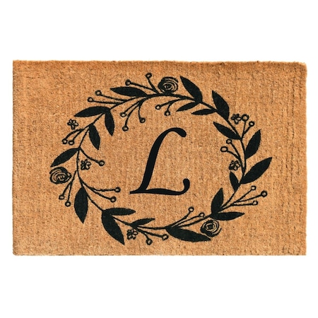 Configuracion 24 x 36 x 1.5 in. Black Rose Rectangular Doormat Natural - Letter L CO3362167